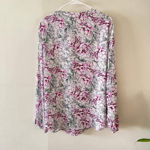 Torrid White Pink Floral Georgette Bow Tie Front Blouse Top Size 3X Cottagecore - Picture 2 of 9